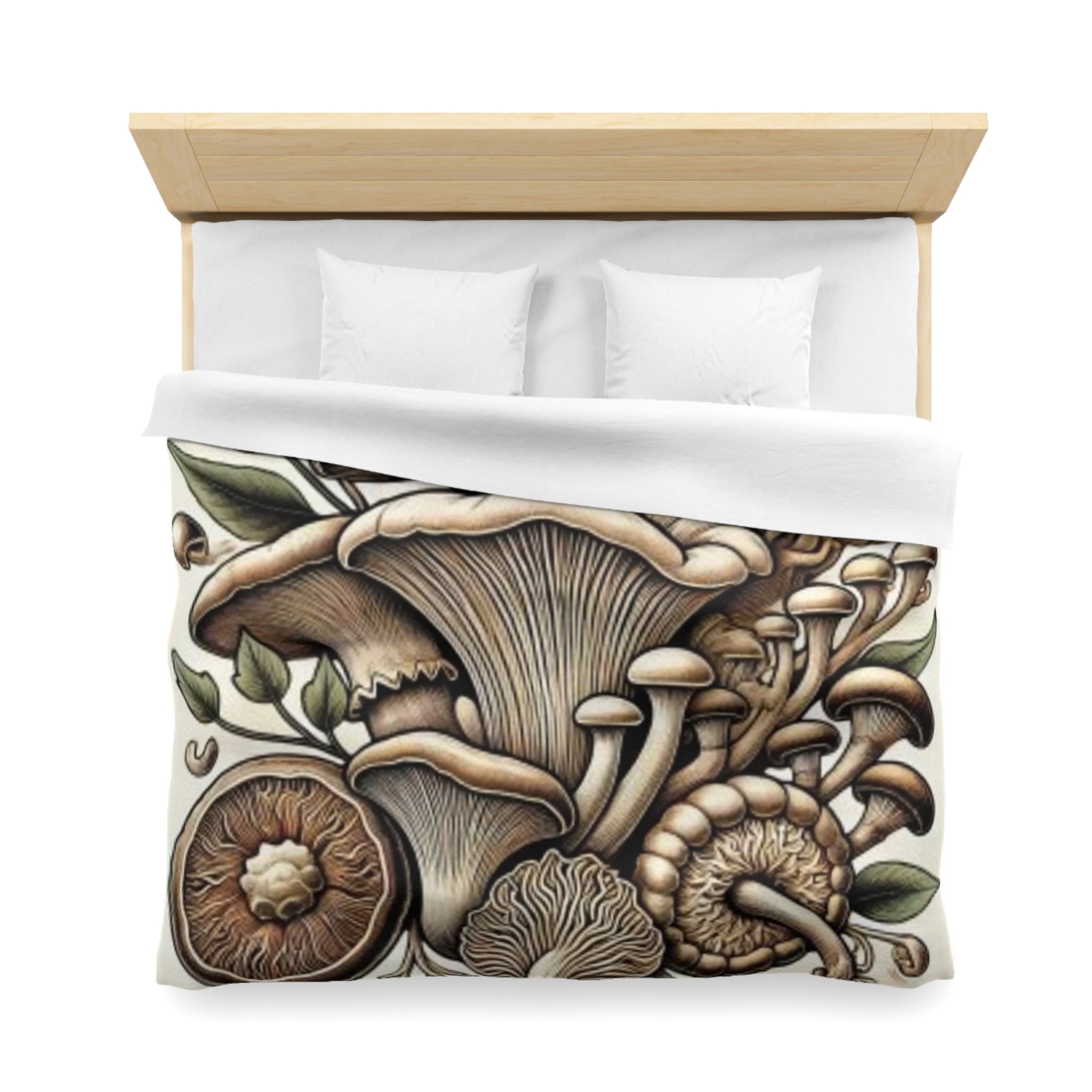 Mushroom Botanical Duvet Cover — Earthy Fungi Illustration Bedding