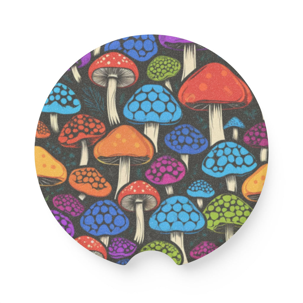 Colorful Mushroom Soapstone Car Coaster — Non-Slip Decorative Drink Holder