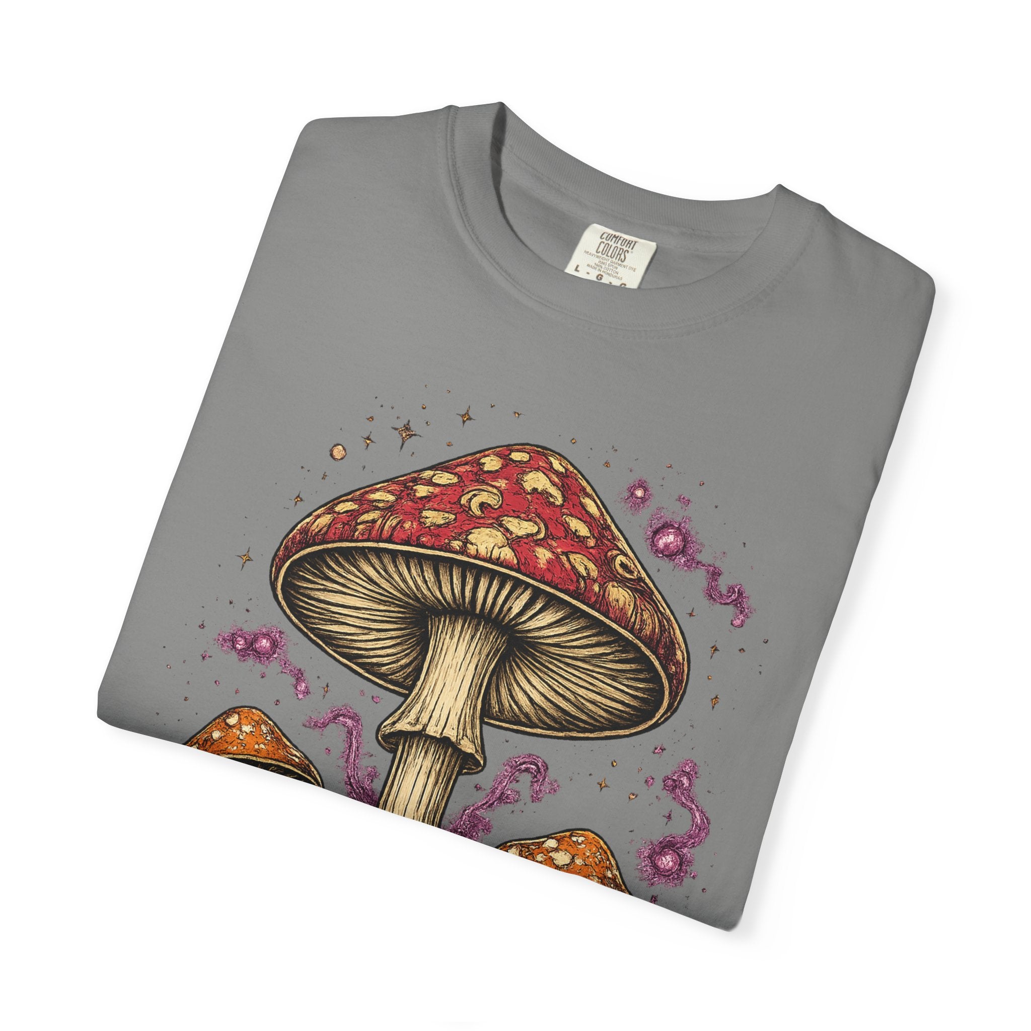 City: Portland Mushroom Graphic T-Shirt — Vintage Forest Amanita Design