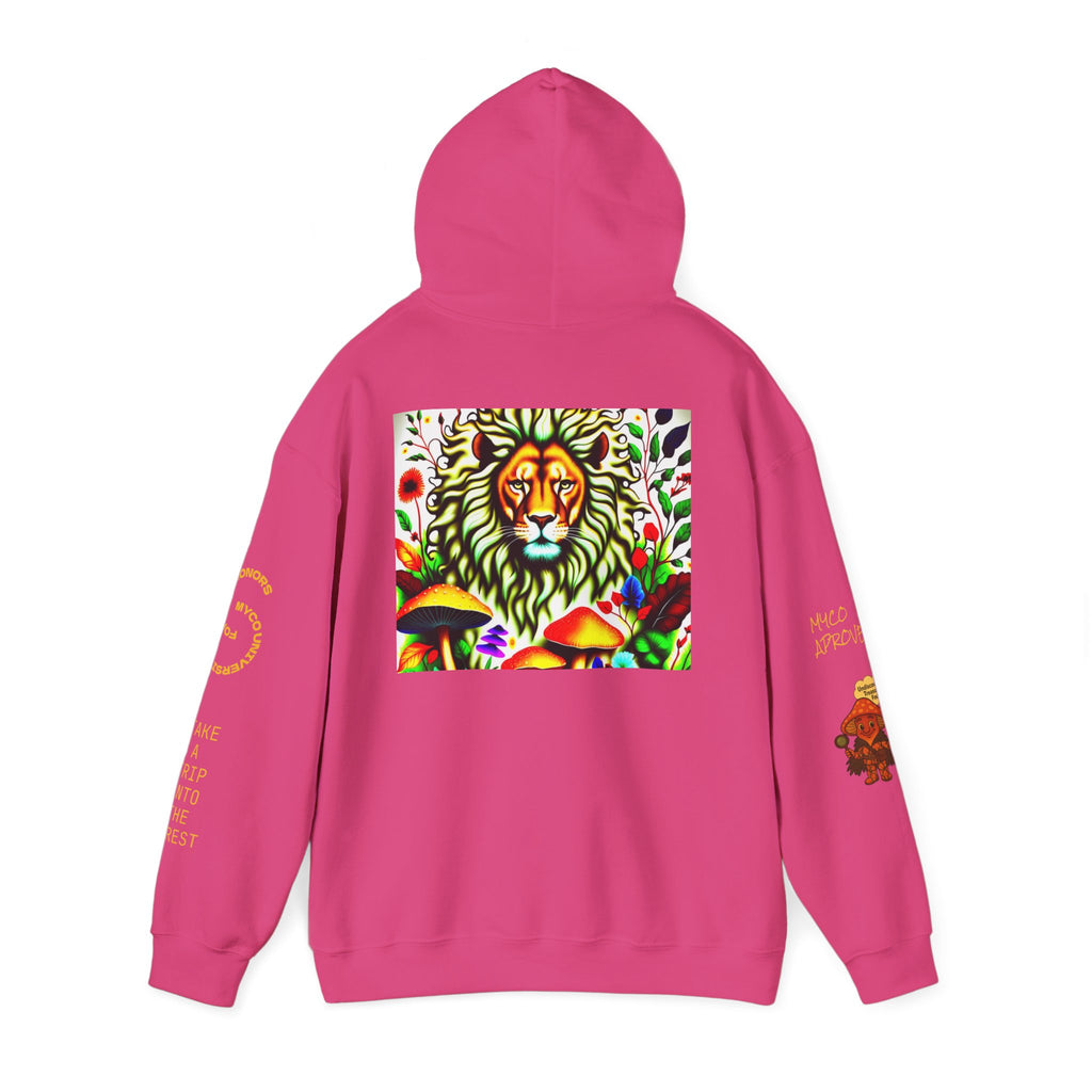 Myco University Lion & Mushroom Hoodie — Psychedelic Lion Graphic Pullover