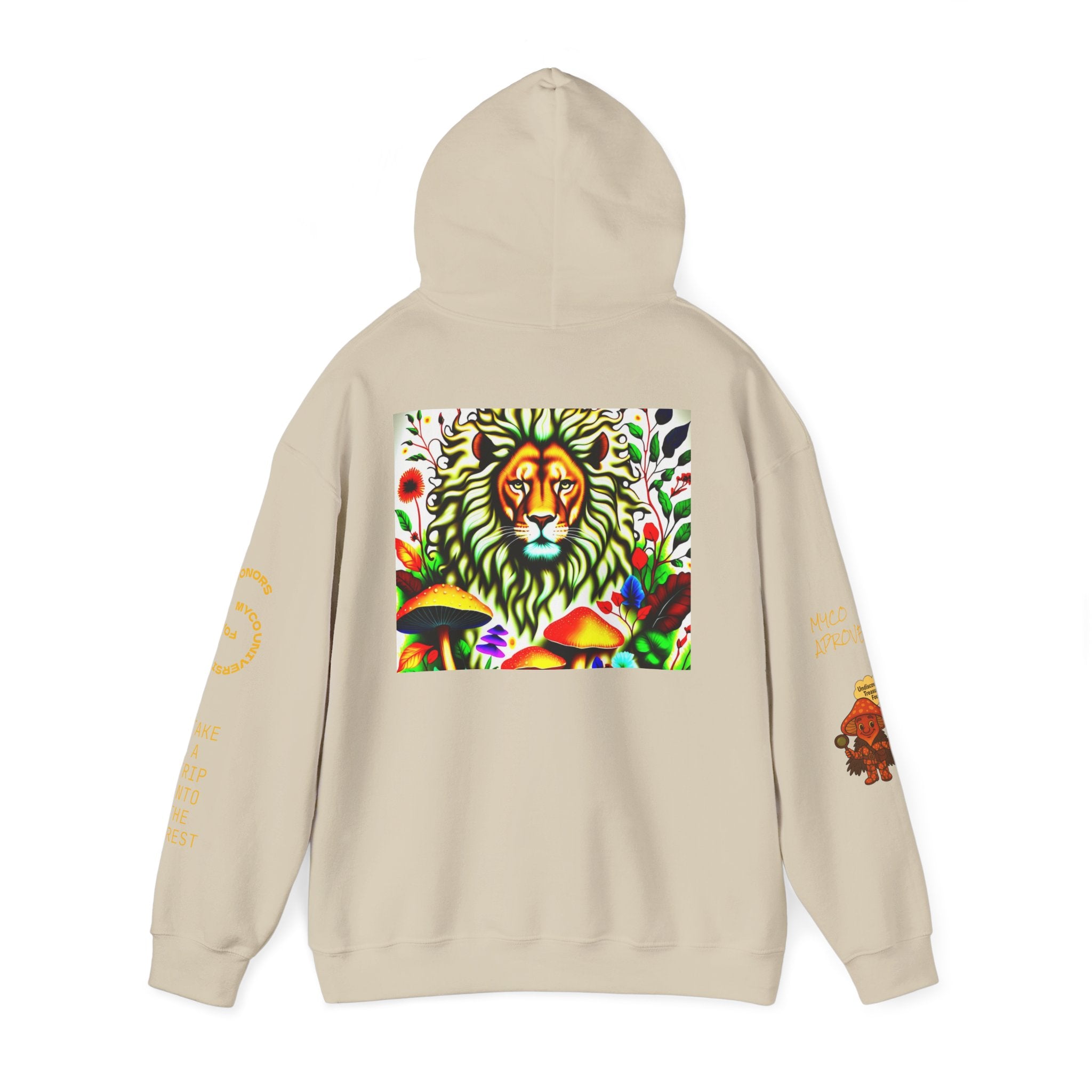 Myco University Lion & Mushroom Hoodie — Psychedelic Lion Graphic Pullover