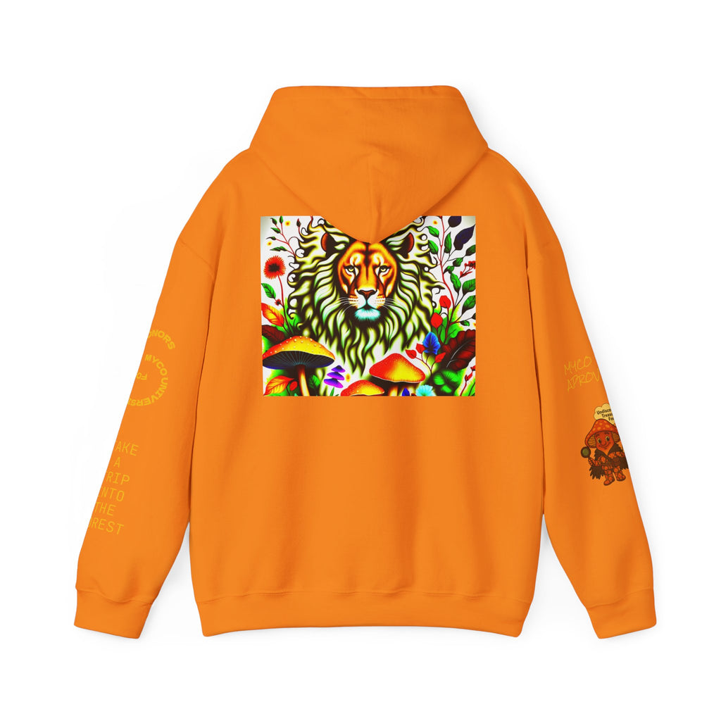 Myco University Lion & Mushroom Hoodie — Psychedelic Lion Graphic Pullover