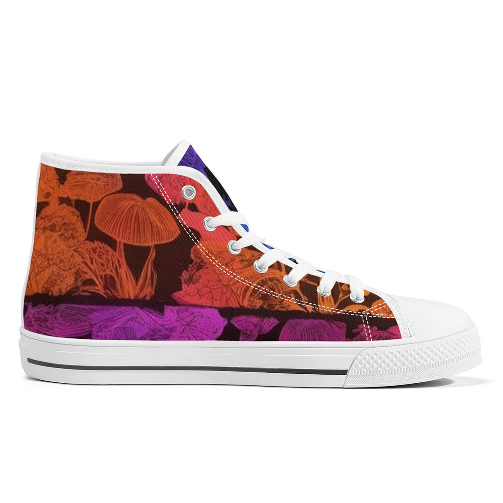 Rainbow Custom Mushrooms High-Top Canvas Shoes