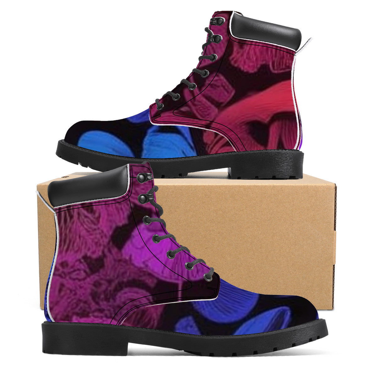 Rainbow Synthetic Leather Boots - Vegan Waterproof All-Season Boots | Piper's Shroom Works