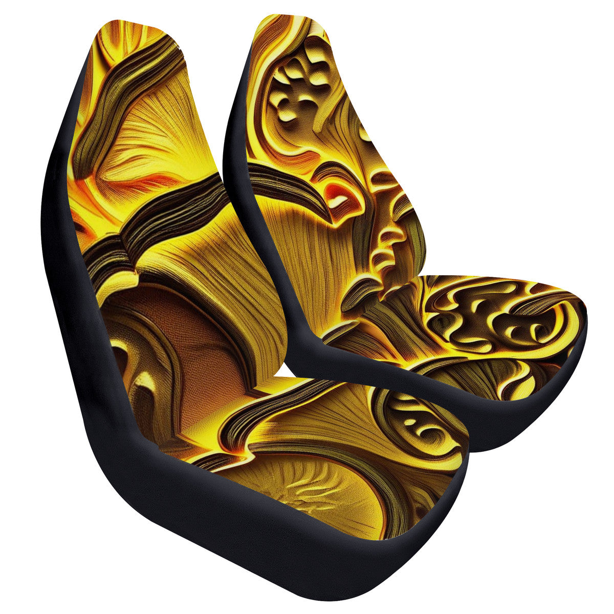Golden Custom Mushroom Print Car Seat Covers