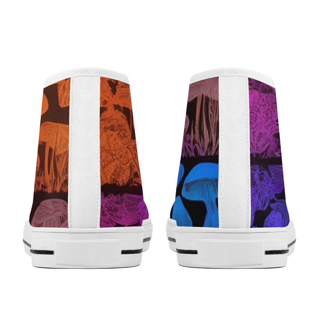 Rainbow Custom Mushrooms High-Top Canvas Shoes