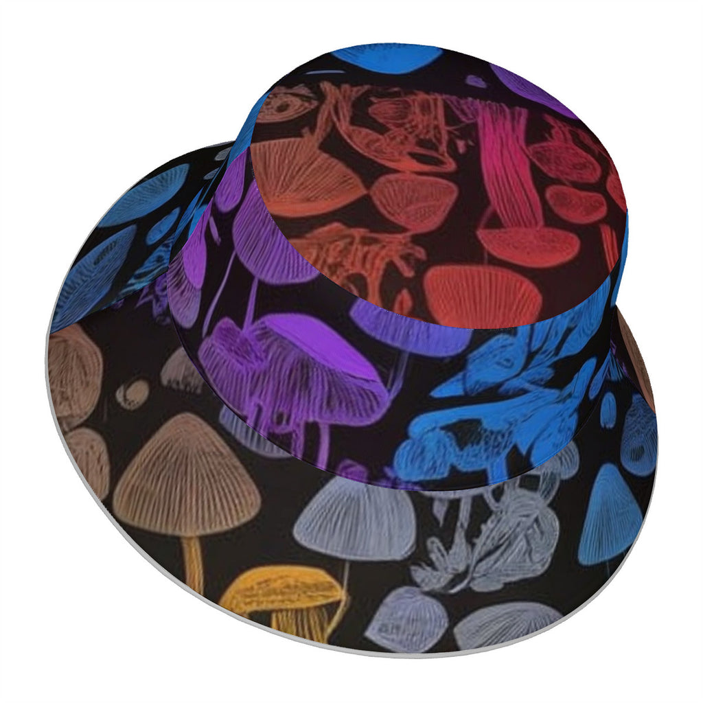 Rainbow Custom Mushroom Print Reflective Bucket Hat