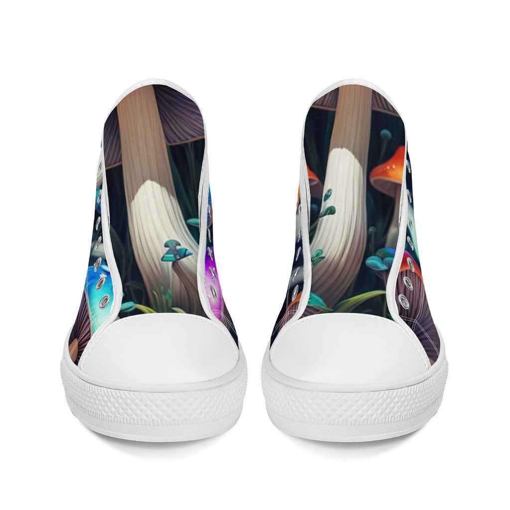 Zapatillas altas de lona con estampado de setas Orange Caps