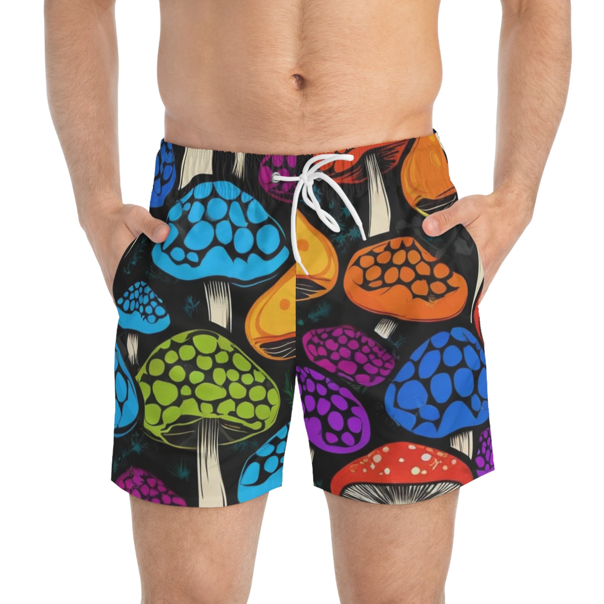 Bañador Boxer de Hongos Psicodélicos – Pantalones Cortos de Baño para Hombre con Estampado de Hongos de Colores