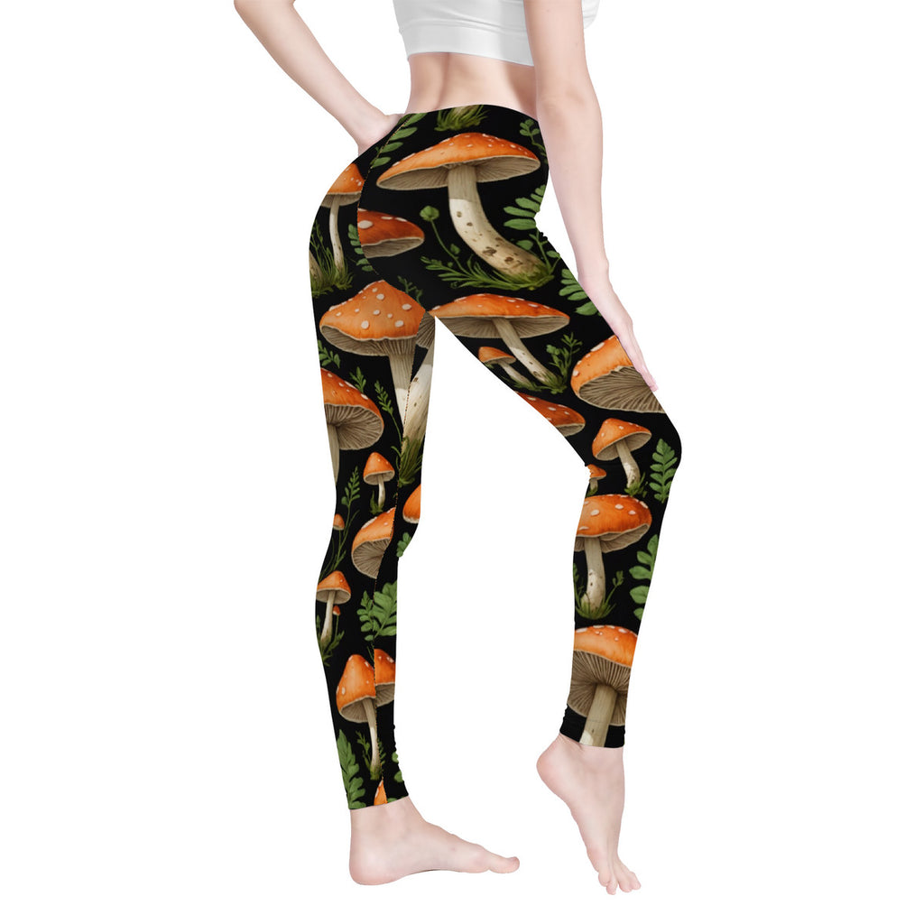 Custom Mushroom Design All-Over Print Yoga Leggings