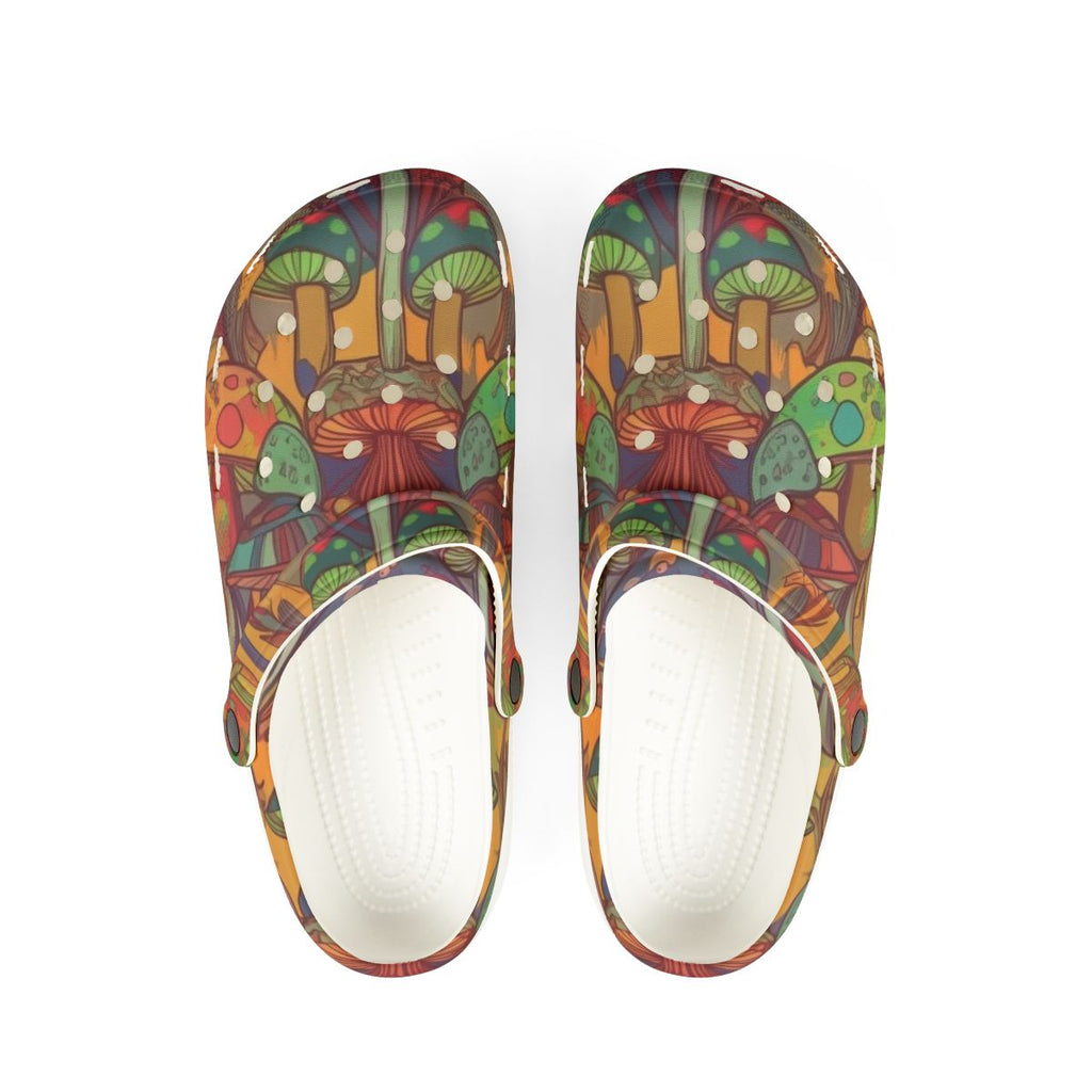Colorful Psychedelic Mushroom Clogs — EVA Foam Garden Shoes