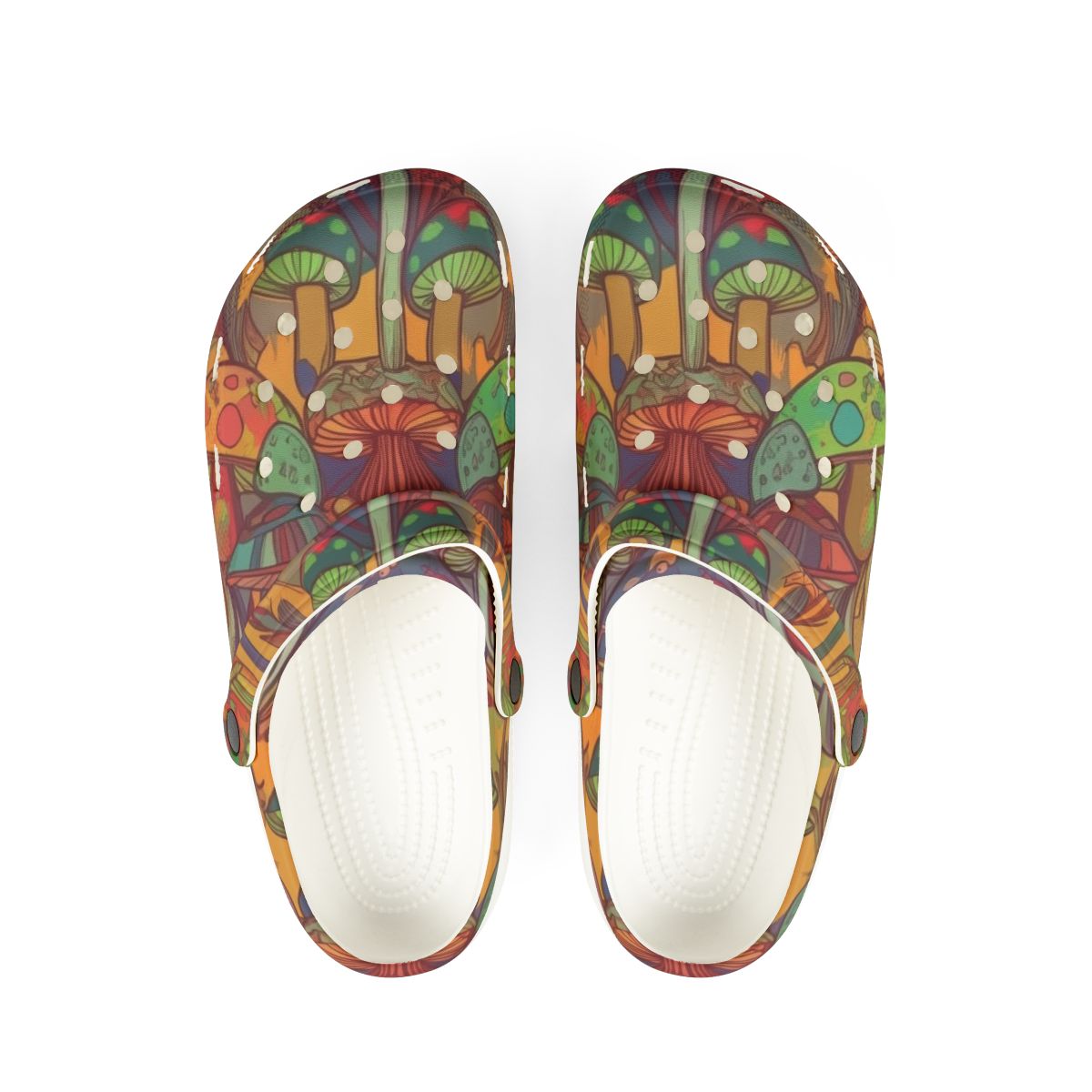 Colorful Psychedelic Mushroom Clogs — EVA Foam Garden Shoes