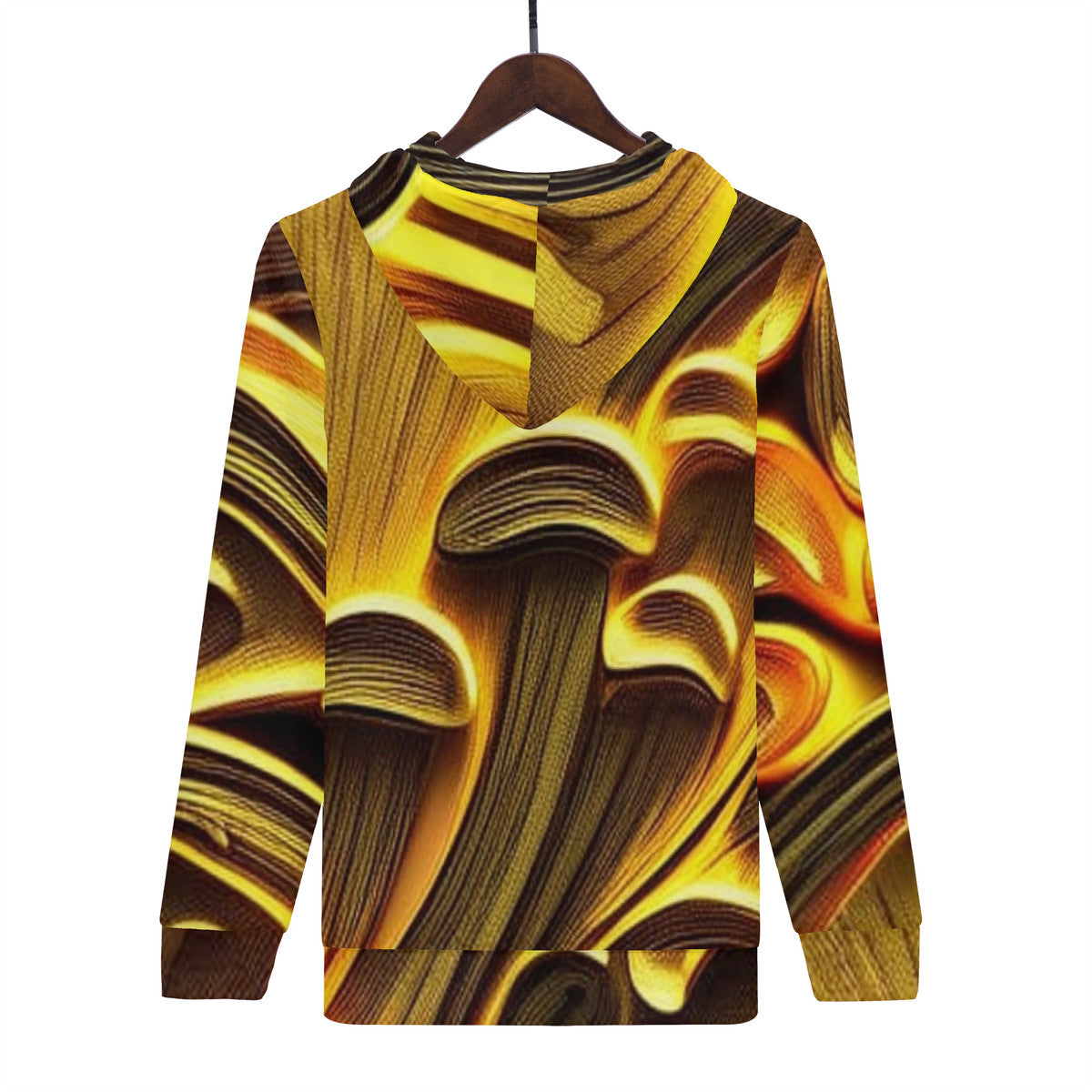 Men's All-Over Custom Design Golden Mushroom Print Zip Hoodie