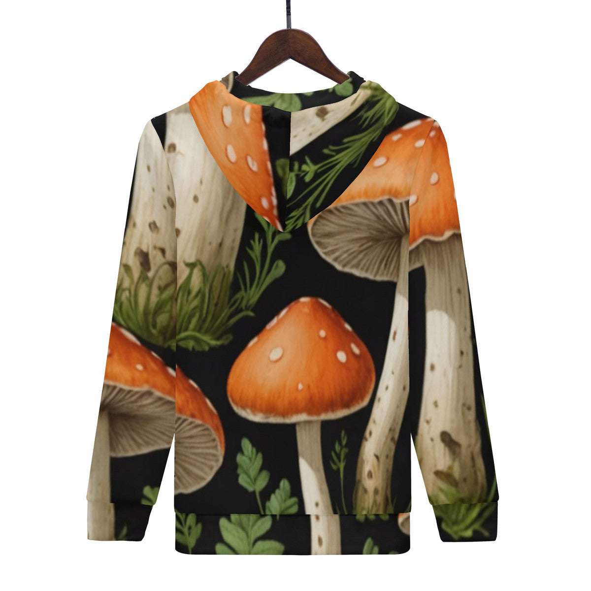 Men's All Over Print Zip Custom Mushroom Print Hoodie