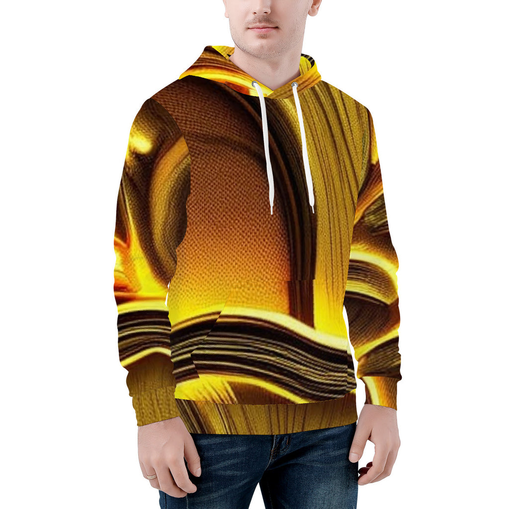 Men's All-Over Golden Custom Design Pull Over Print Hoodie