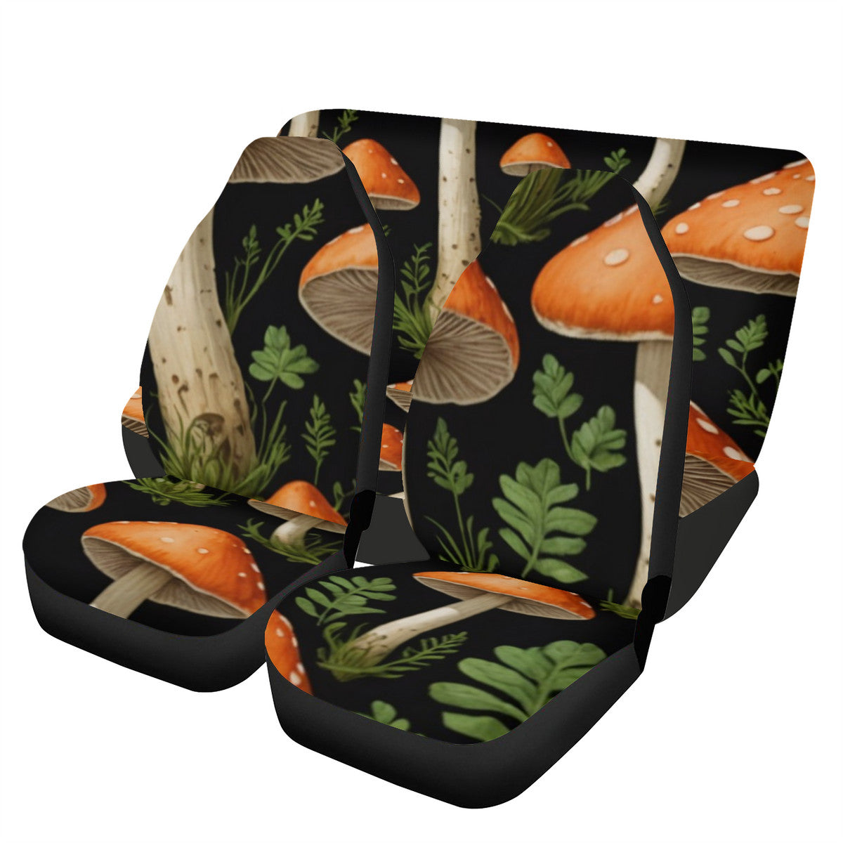Orange & Yellow Spotted Mushrooms of the Garden Custom Prints Car Seat Cover Set