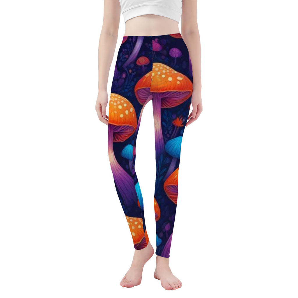 Leggings de yoga con estampado integral de diseño de hongos personalizado