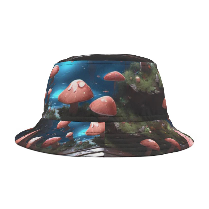 Stylus Genetic Psychedelic Mushroom Bucket Hat Premium Cotton Blend Fabric For Comfort & Durability