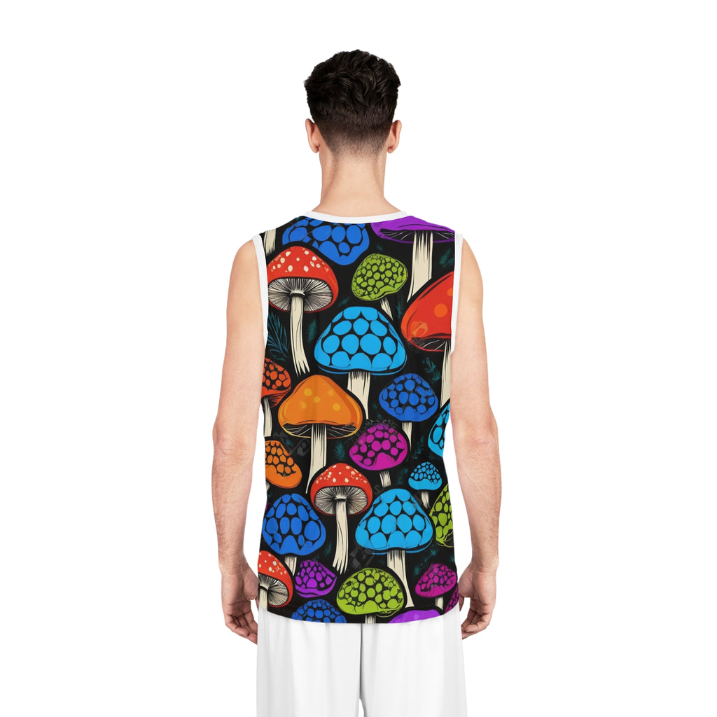 Camiseta de baloncesto con estampado de setas – Hongos psicodélicos arcoíris con estampado integral