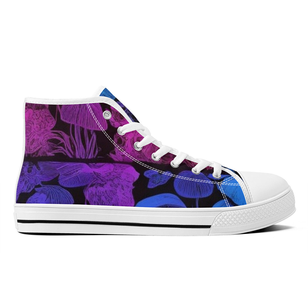 Rainbow Custom Mushrooms High-Top Canvas Shoes