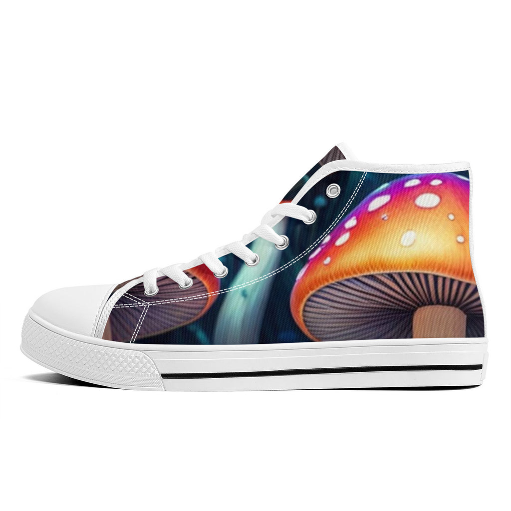 Zapatillas altas de lona con estampado de setas Orange Caps