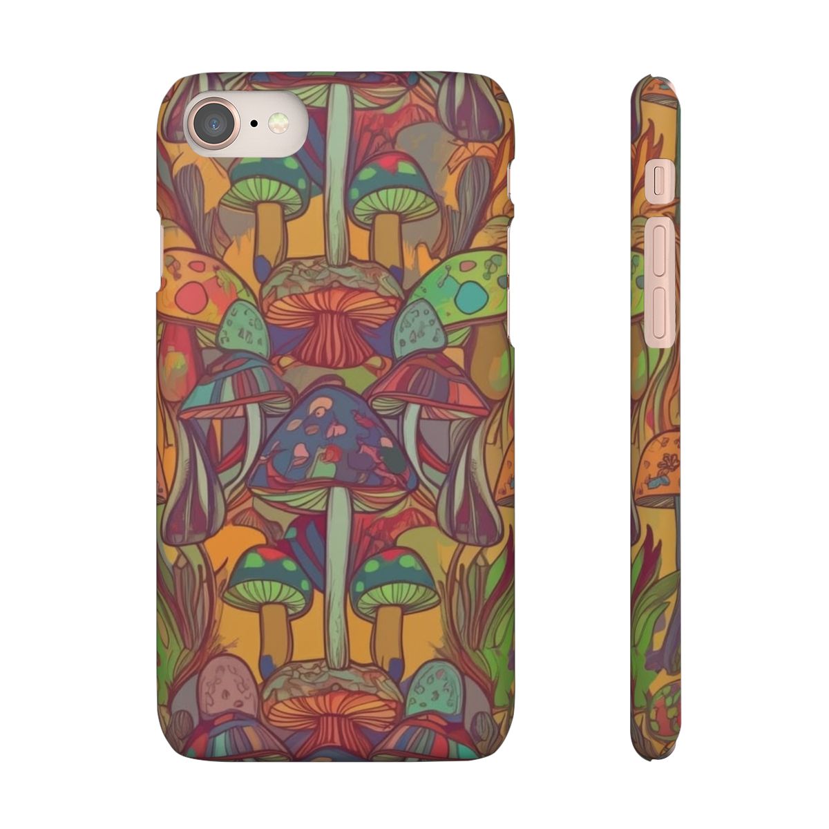 Colorful Mushroom Pattern Phone Case, One-Of-A-Kind Mushroom Pattern Case.