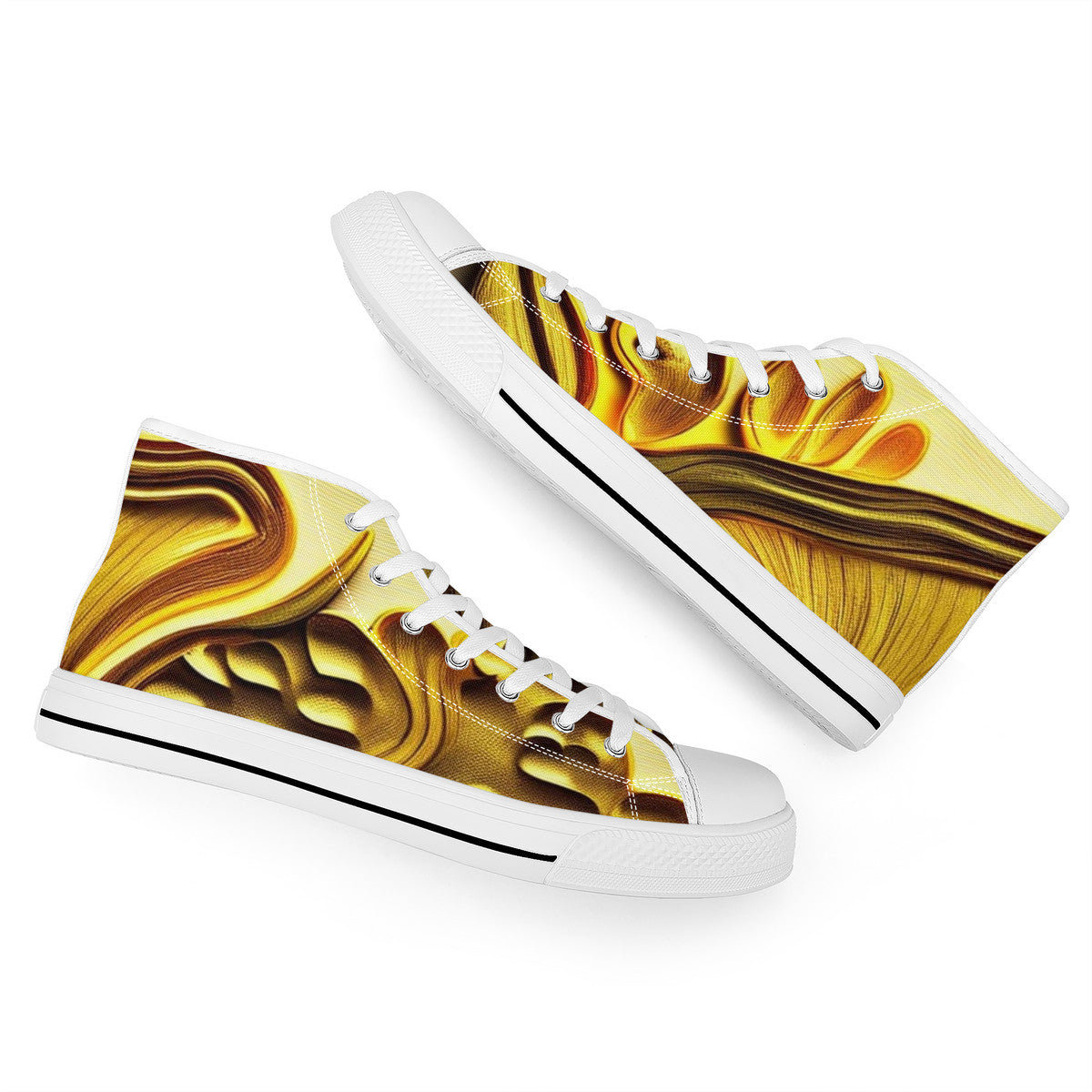 High-Top Golden Mushroom Custom Print Canvas Shoes  Shroomed Out Edition