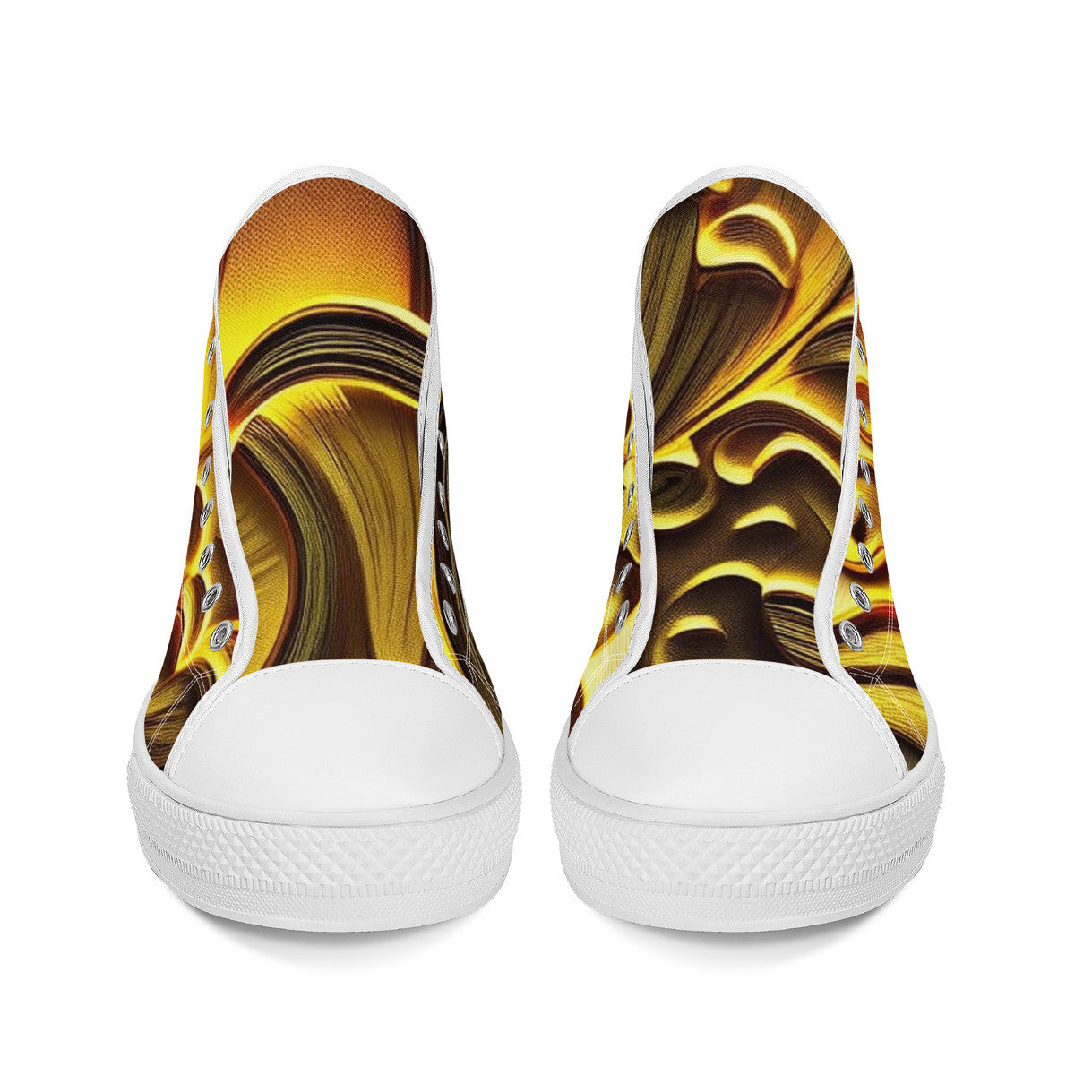 High-Top Golden Mushroom Custom Print Canvas Shoes  Shroomed Out Edition