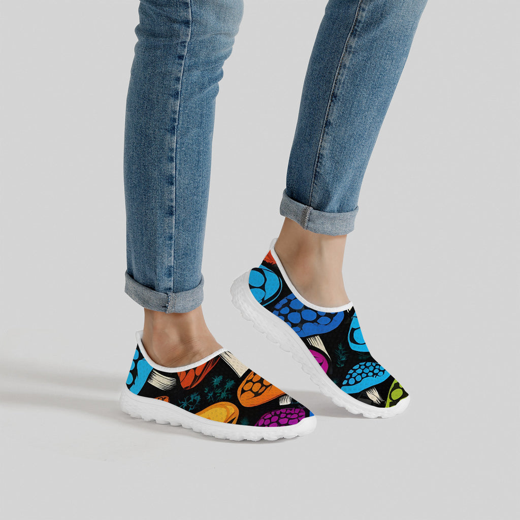 Zapatillas de correr de malla para mujer con estampado de setas personalizadas