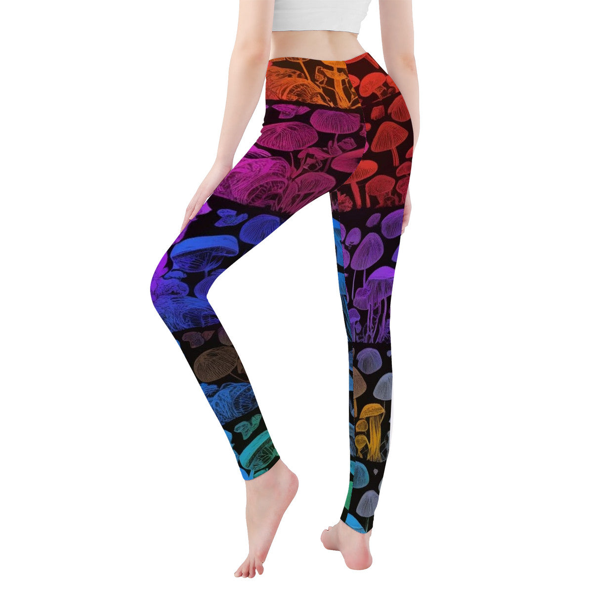 Rainbow Mushroom Custom Print All-Over Print Yoga Leggings