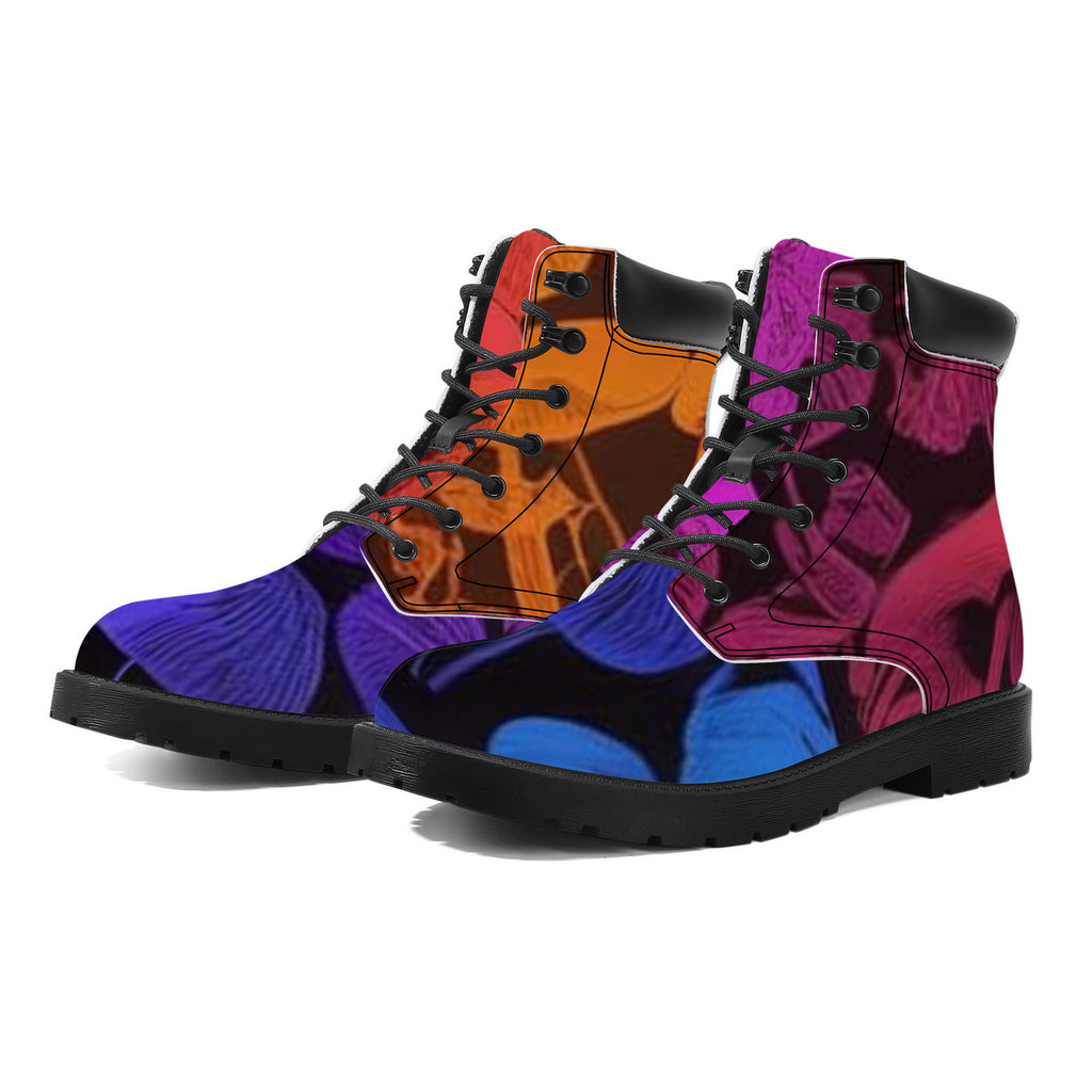Rainbow Synthetic Leather Boots - Vegan Waterproof All-Season Boots | Piper's Shroom Works