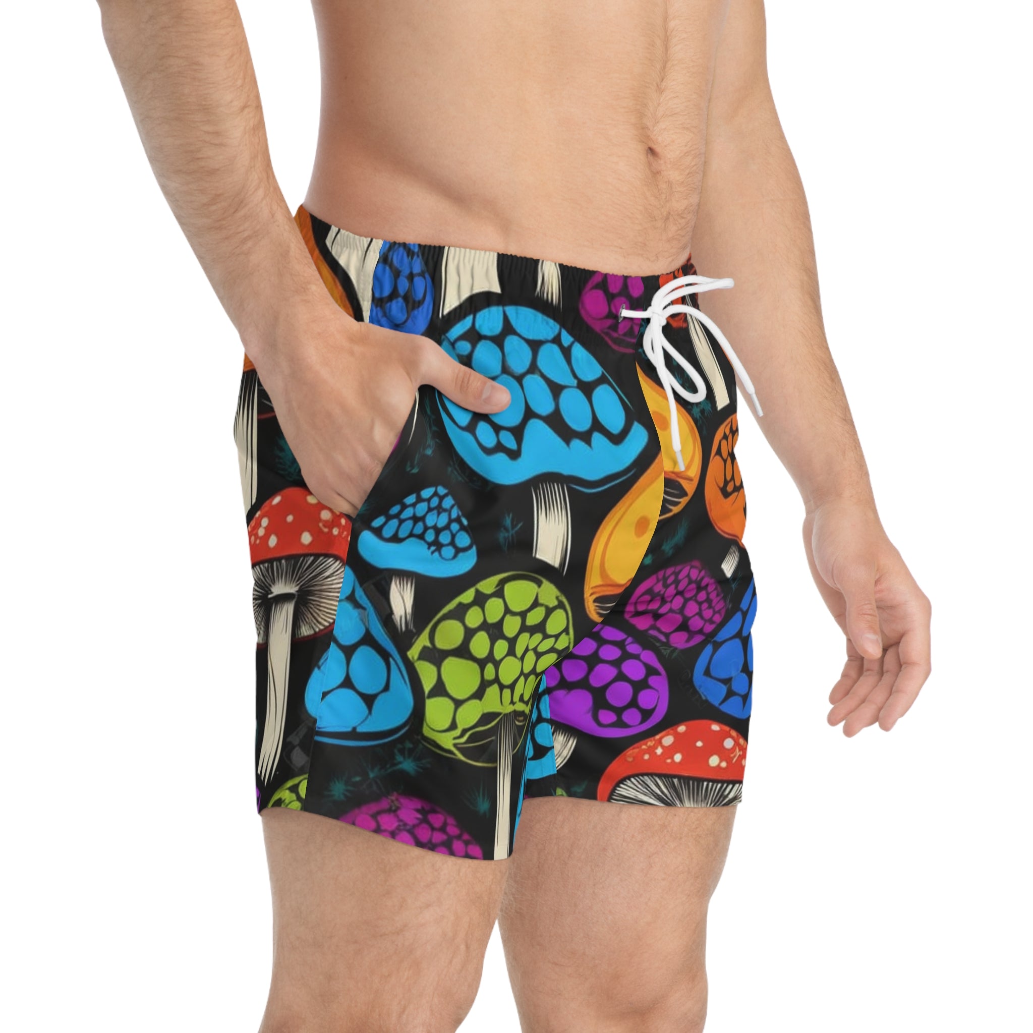 Bañador Boxer de Hongos Psicodélicos – Pantalones Cortos de Baño para Hombre con Estampado de Hongos de Colores