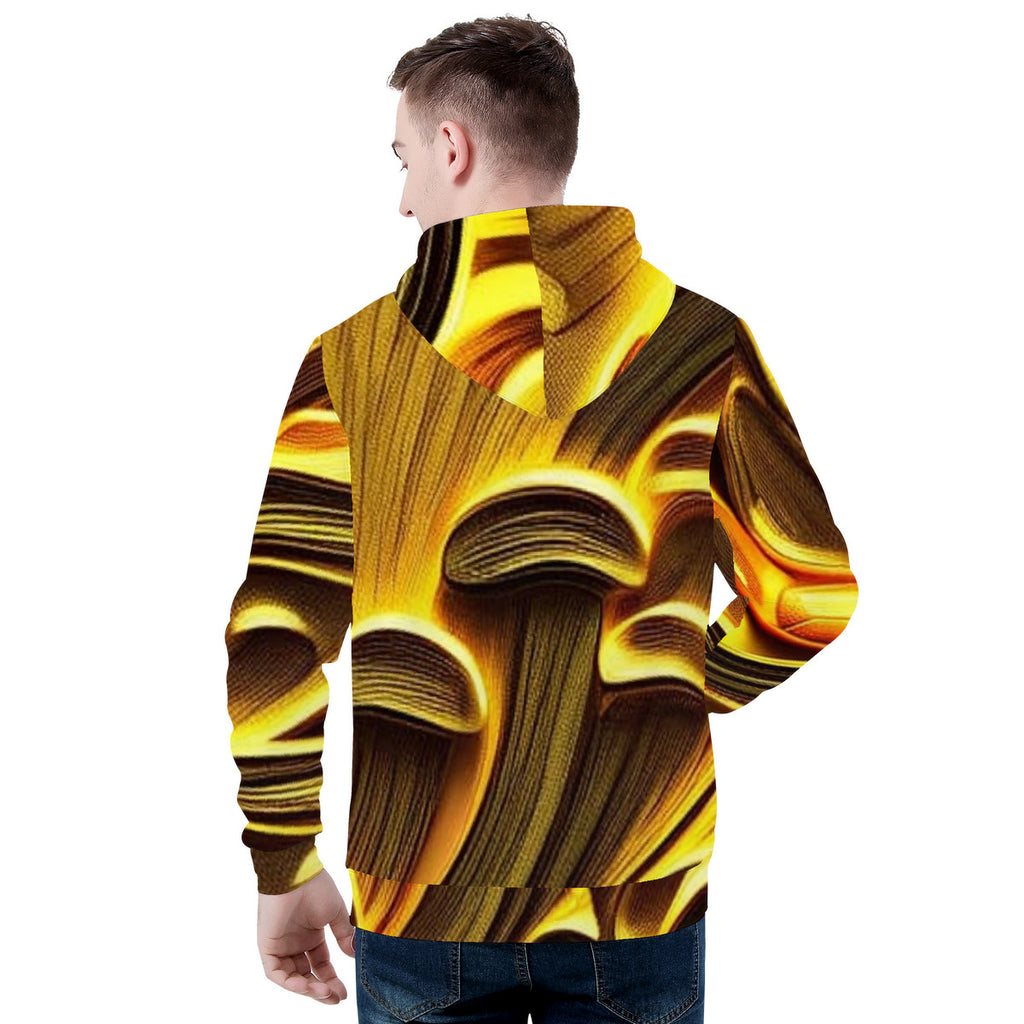 Men's All-Over Golden Custom Design Pull Over Print Hoodie