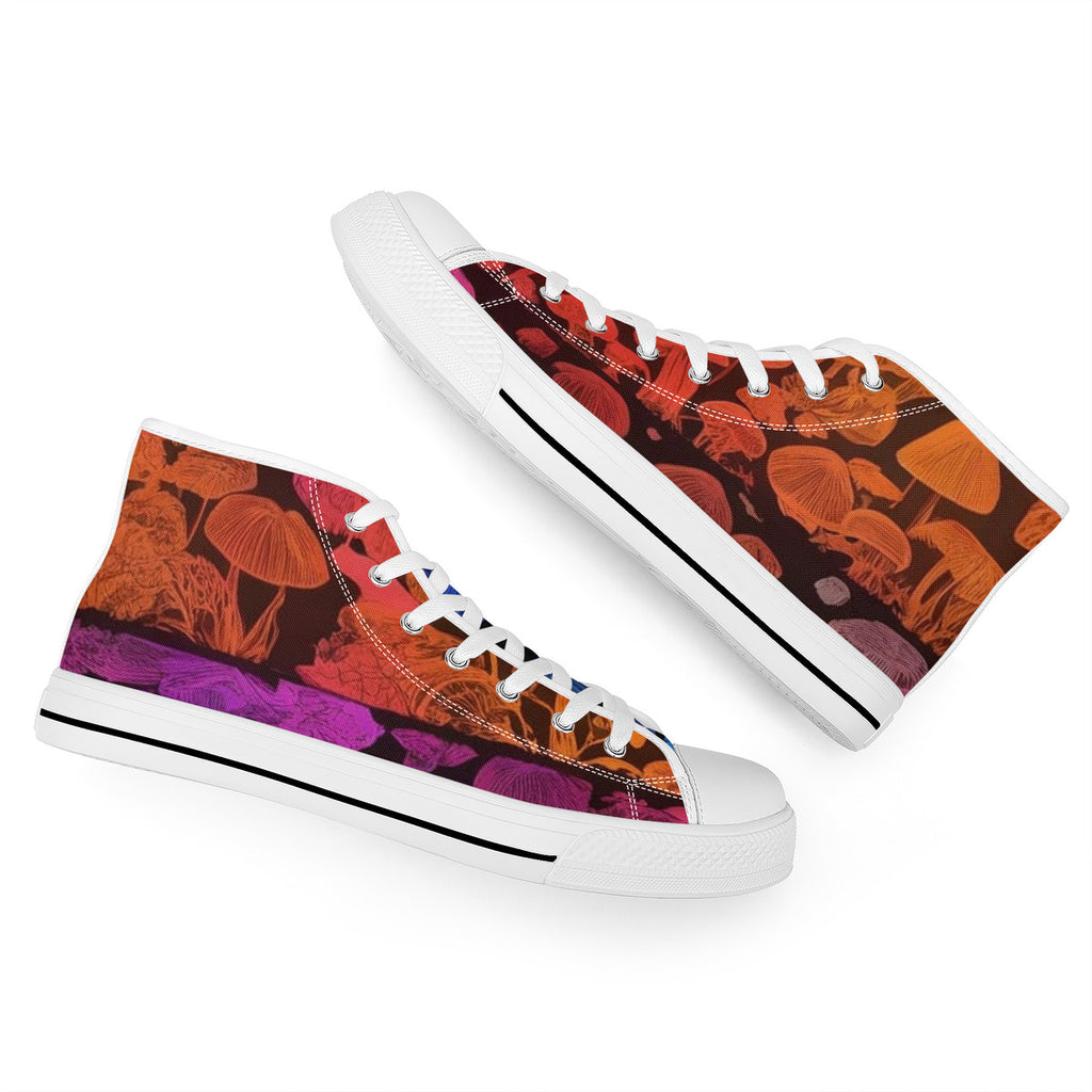 Rainbow Custom Mushrooms High-Top Canvas Shoes