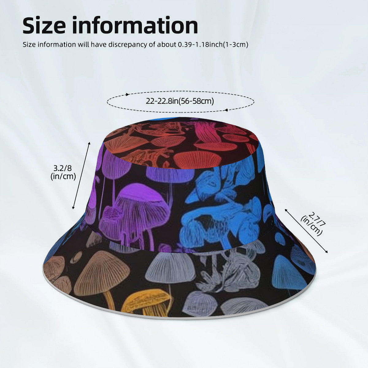 Rainbow Custom Mushroom Print Reflective Bucket Hat