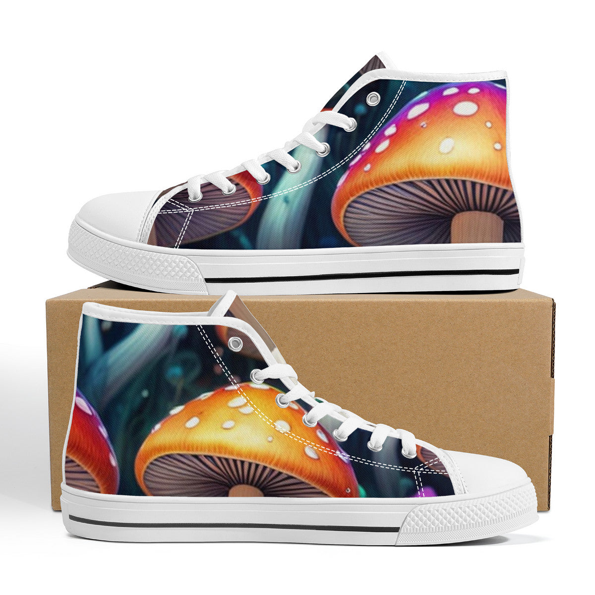 Orange Caps Mushroom High-Top Canvas Shoes