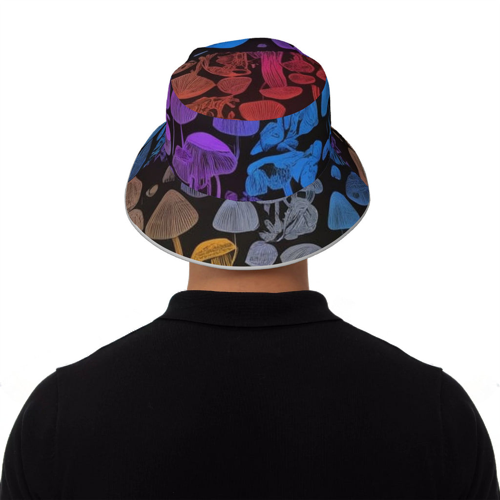 Rainbow Custom Mushroom Print Reflective Bucket Hat