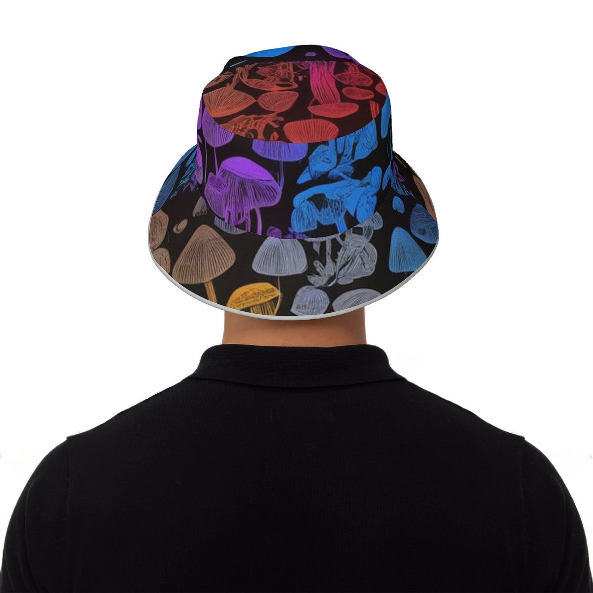 Rainbow Custom Mushroom Print Reflective Bucket Hat