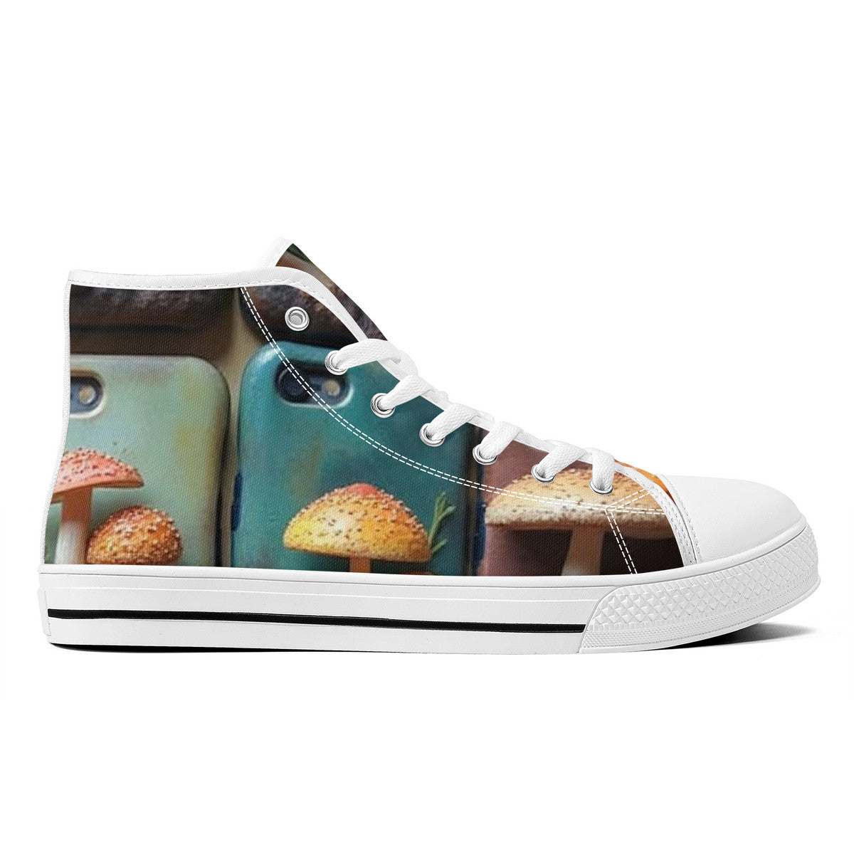 Picture Perfect Orange with Yellow Spots Mushroom Custom Print High-Tops Canvas Shoes