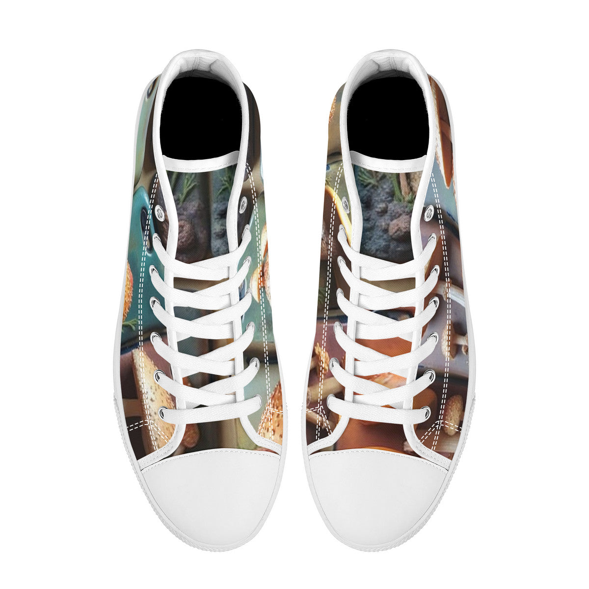 Picture Perfect Orange with Yellow Spots Mushroom Custom Print High-Tops Canvas Shoes