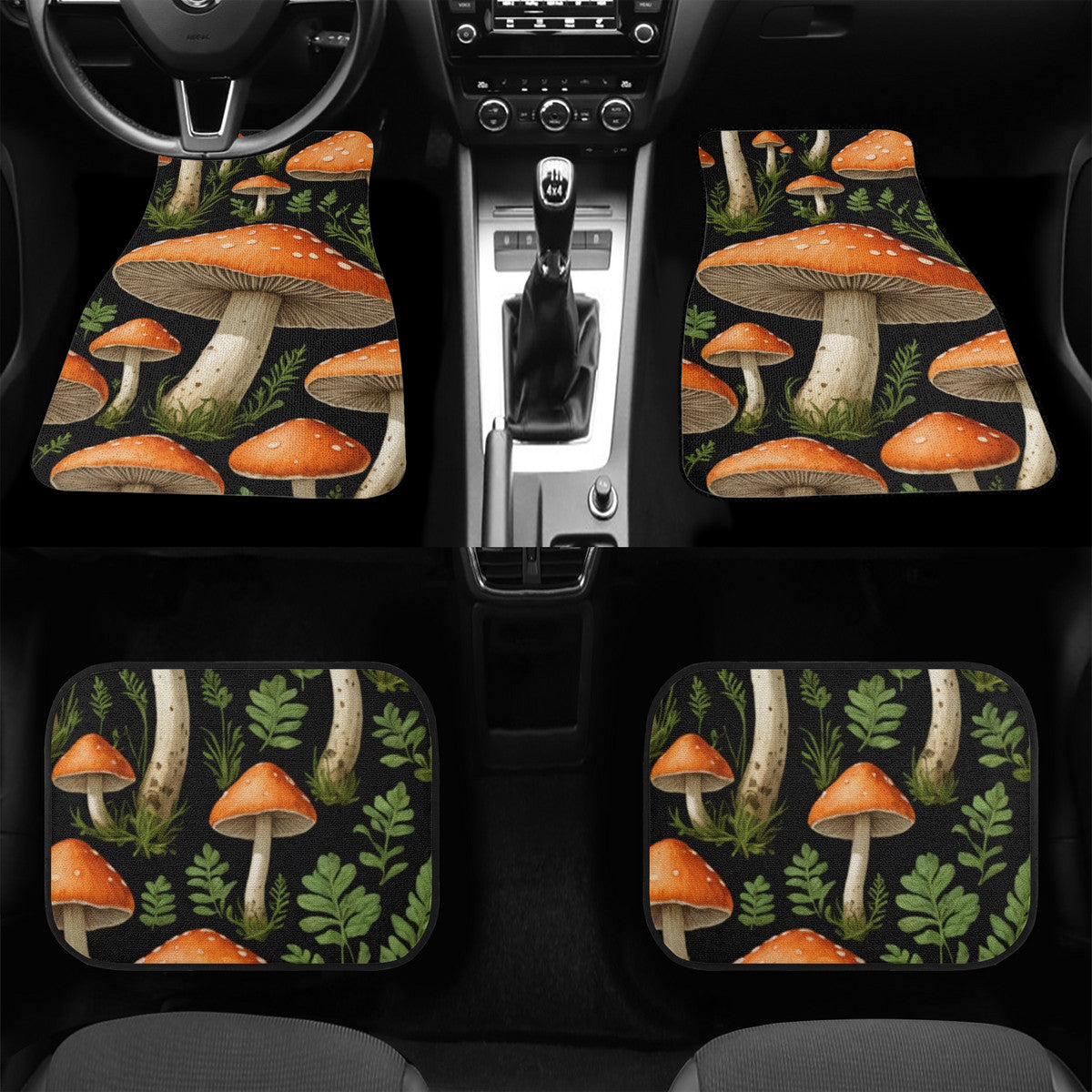 MUSHROOM DESIGN CUSTOM PRINT CAR FLOOR MATS