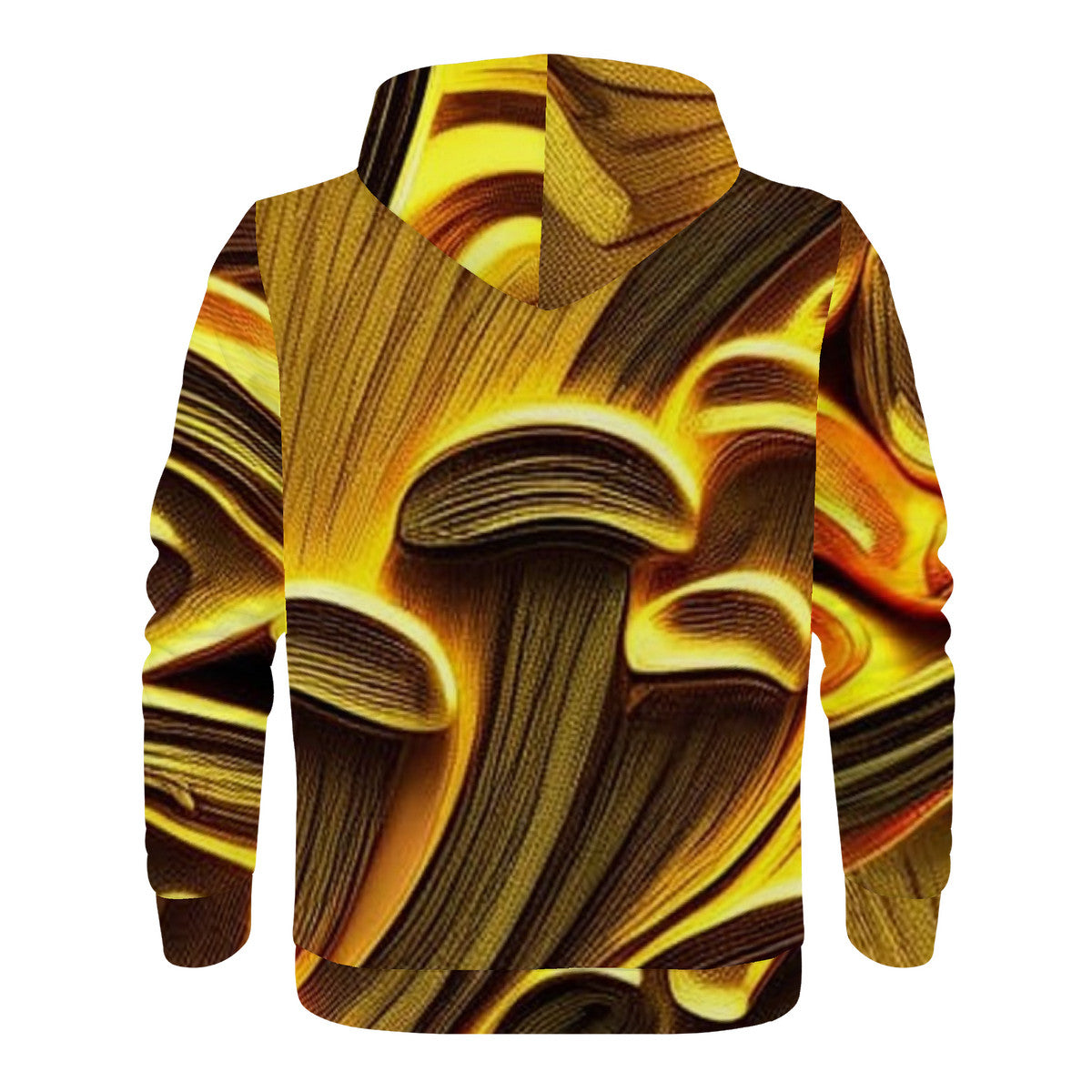Men's All-Over Custom Design Golden Mushroom Print Zip Hoodie