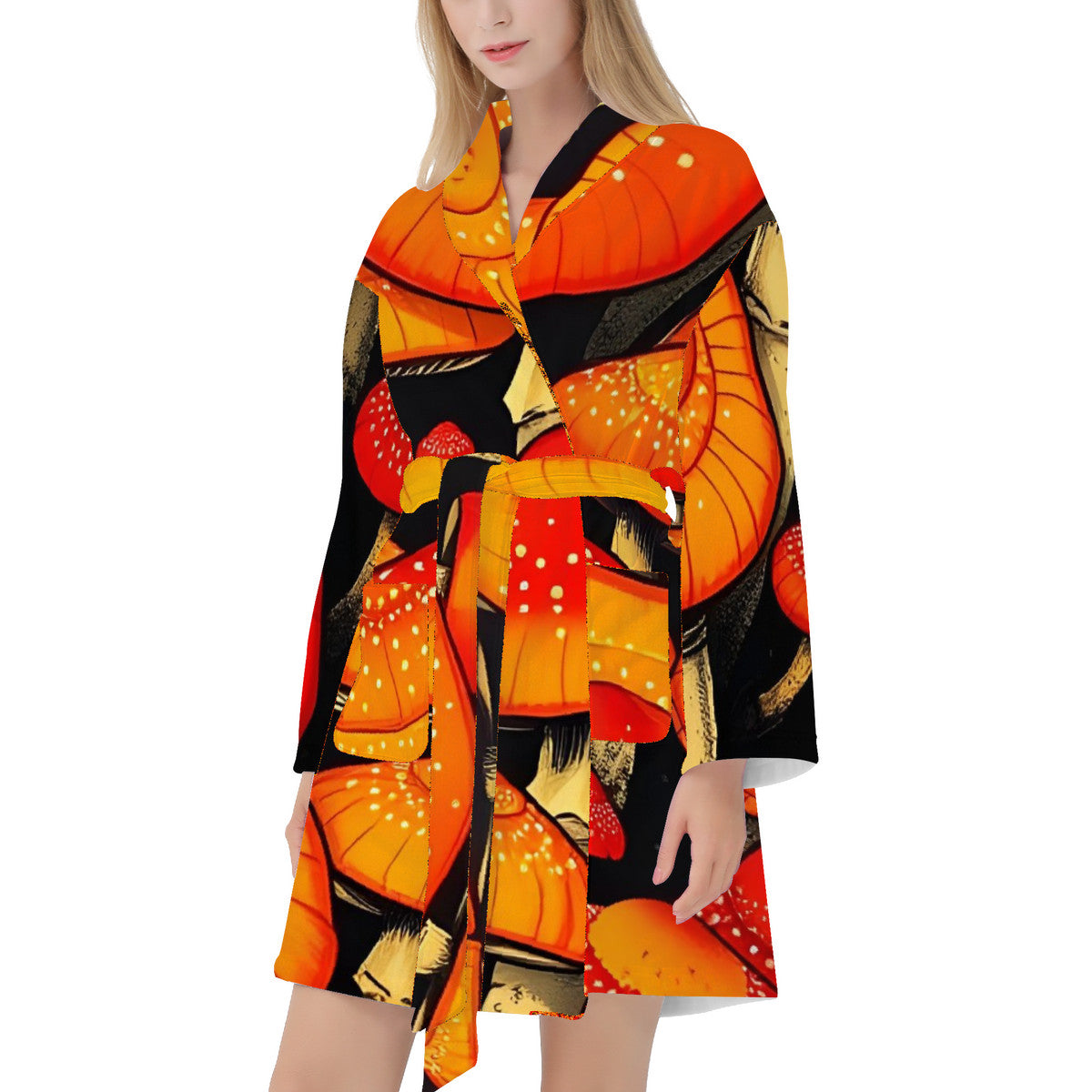 Orange Custom Mushroom Print Bath Robes