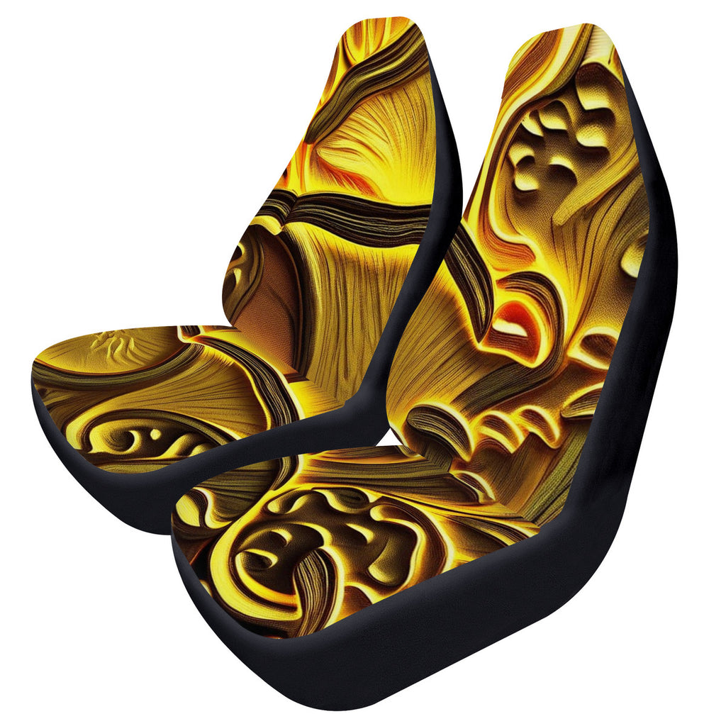 Golden Custom Mushroom Print Car Seat Covers