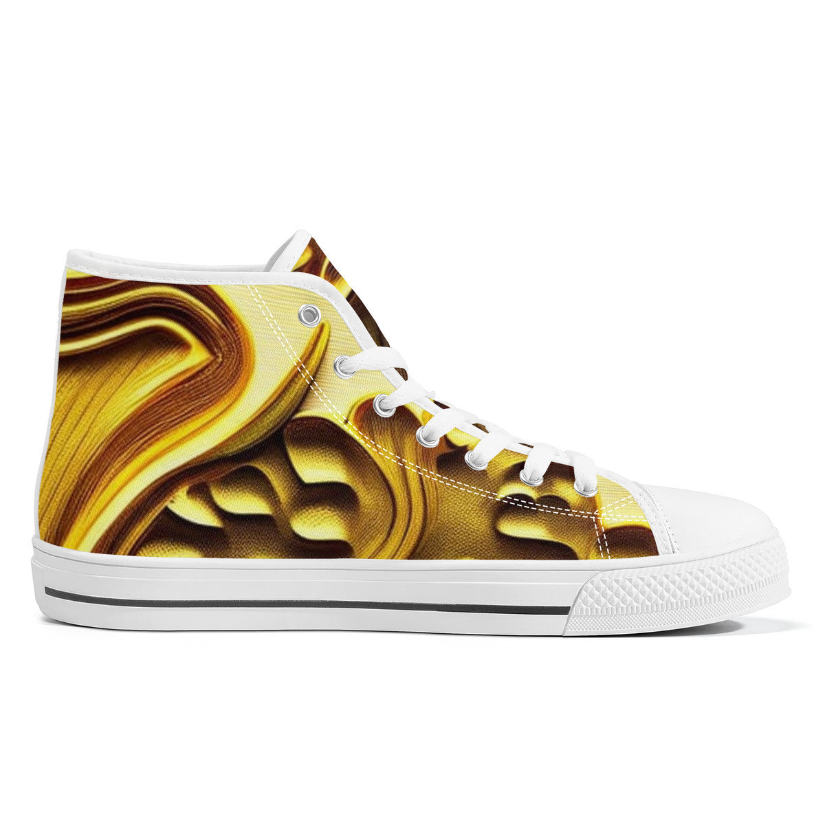 High-Top Golden Mushroom Custom Print Canvas Shoes  Shroomed Out Edition