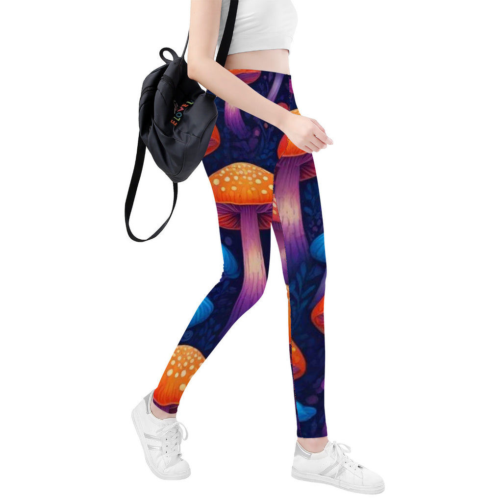 Leggings de yoga con estampado integral de diseño de hongos personalizado
