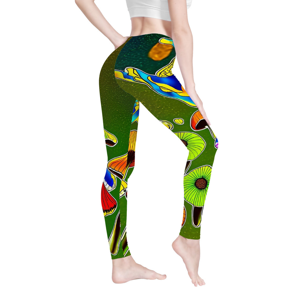 Custom Design Mushroom All-Over Print Yoga Leggings