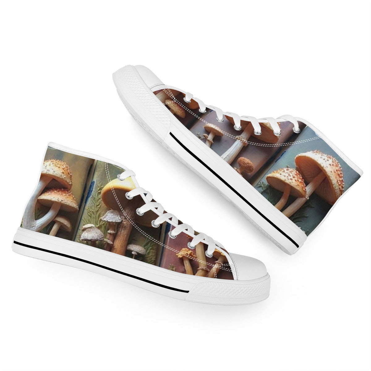Picture Perfect Orange with Yellow Spots Mushroom Custom Print High-Tops Canvas Shoes