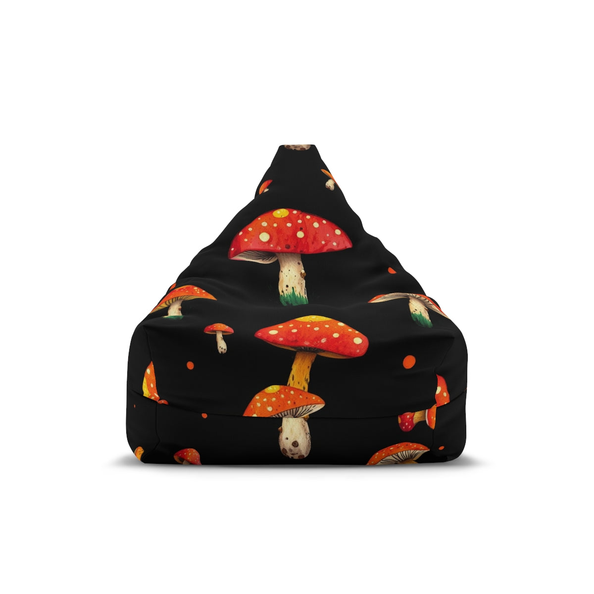 Psychedelic Red Toadstool Bean Bag Cover – Mushroom Print on Black