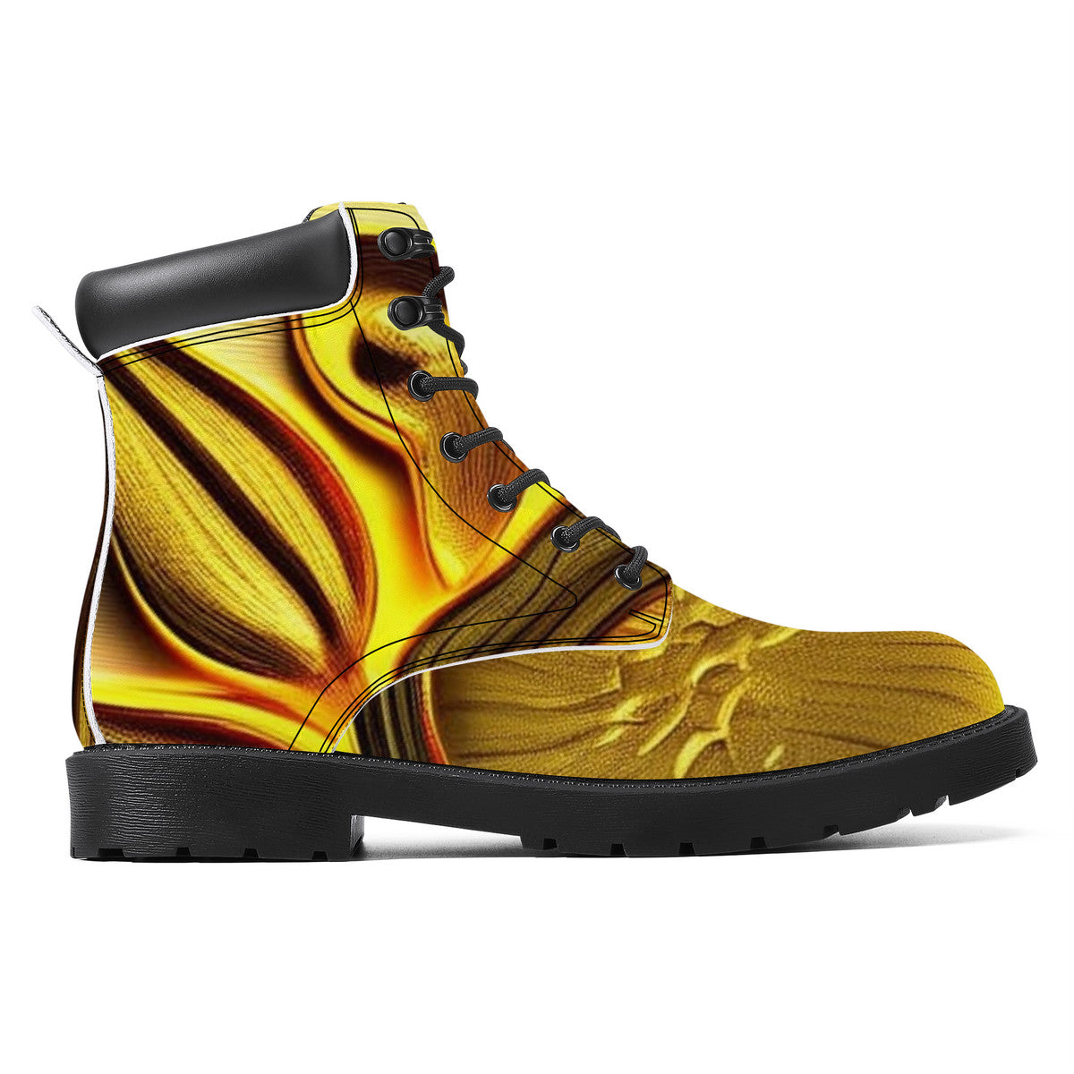 Golden Mushrooms Special Edition Synthetic Leather Boots - Vegan Waterproof All-Season Boots